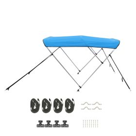 3 Bow Boat Bimini Top, 600D Polyester Canopy with Aluminum Alloy Frame, Waterproof & Sun Shade Boat Awning Canopy with Storage Bag, 2 Support Pol